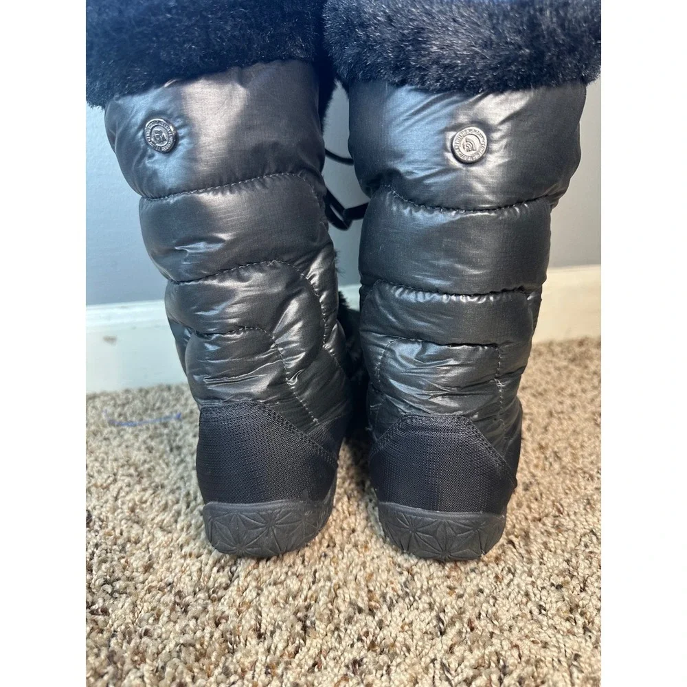 The North Face Nuptse Purna Black Faux Fur Water Resistant Winter Boots Womens 8
